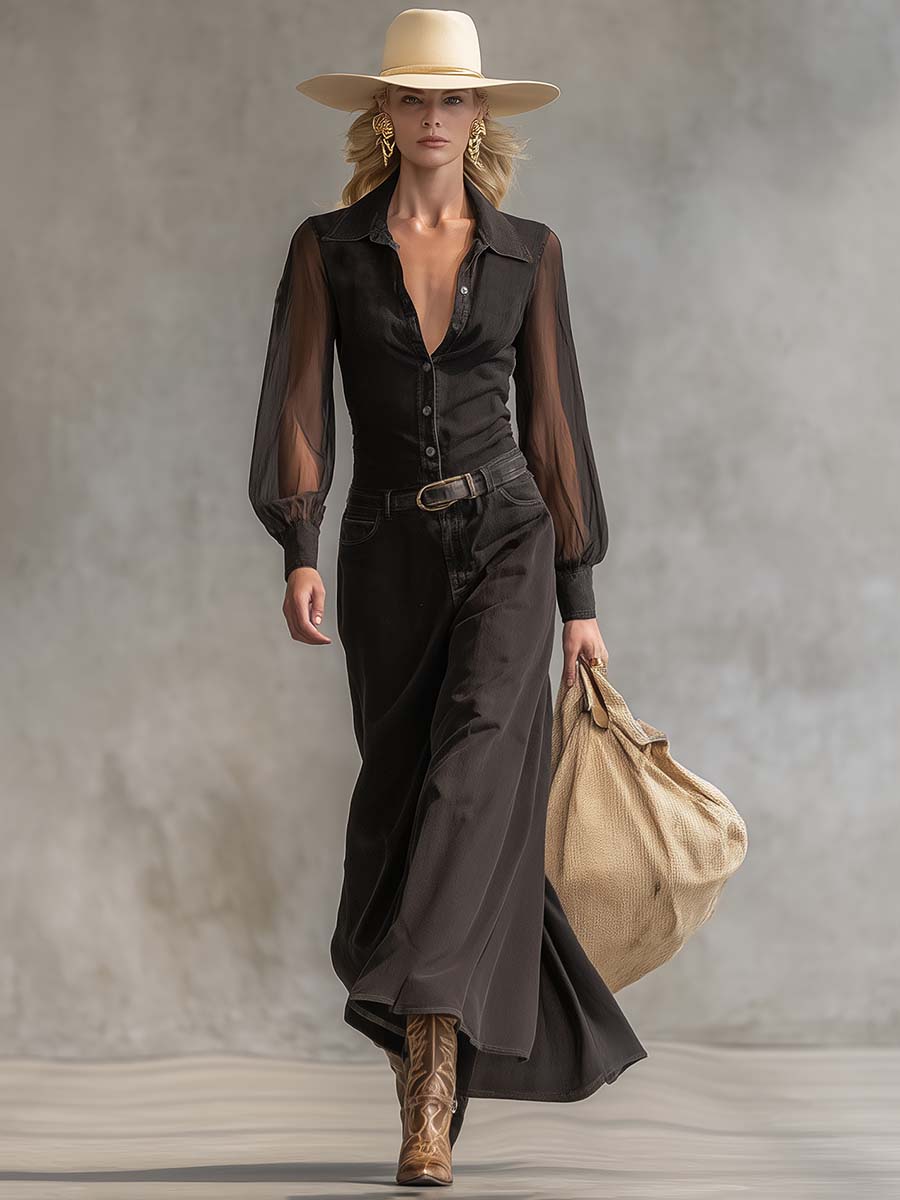 Jorgelina | Vestido Maxi Western Vintage de Denim