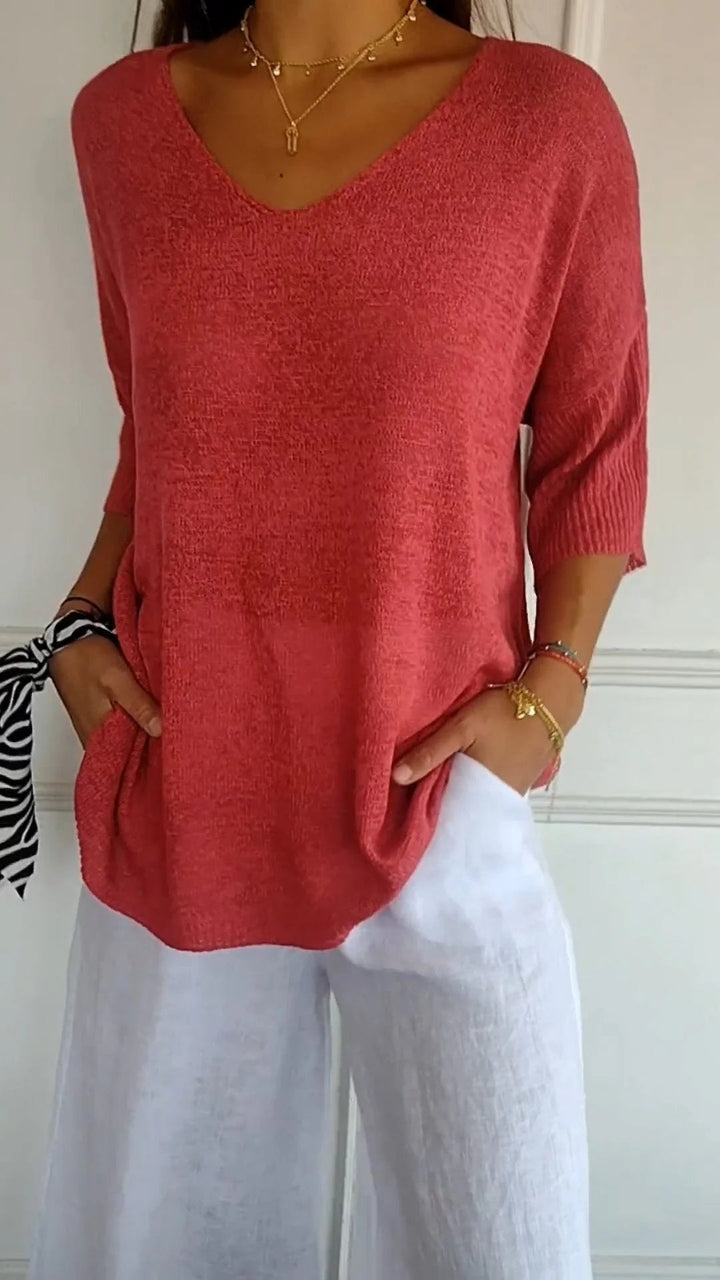 Lauren | Top Casual de Cuello en V para Mujeres