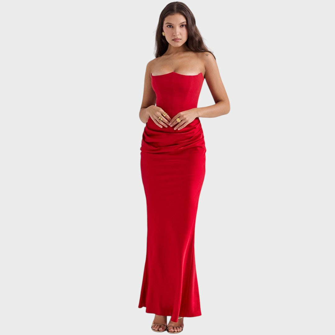 Ámbar | Vestido de Satén con Top Incorporado