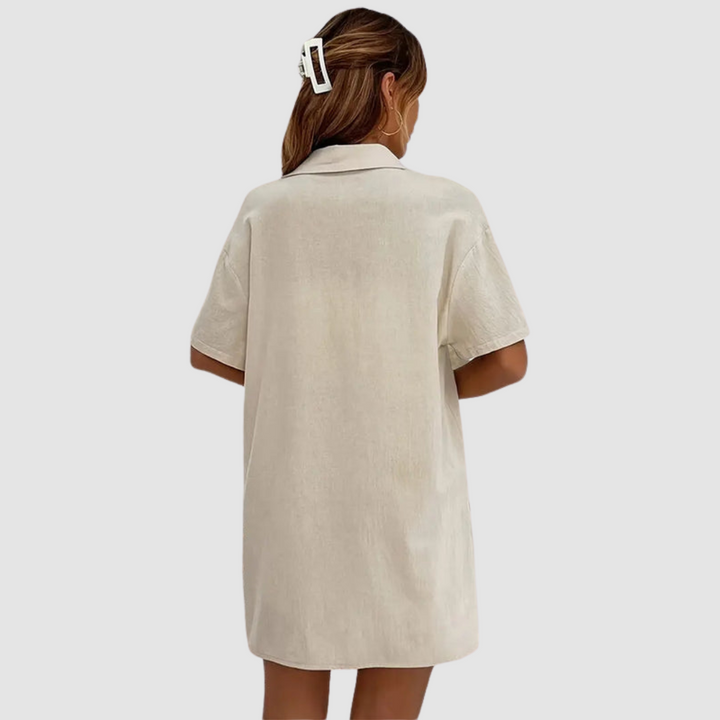 Frances | Conjunto Elegante de Verano de Dos Piezas – Top de Manga Corta con Botones y Pantalones Cortos con Cuerda