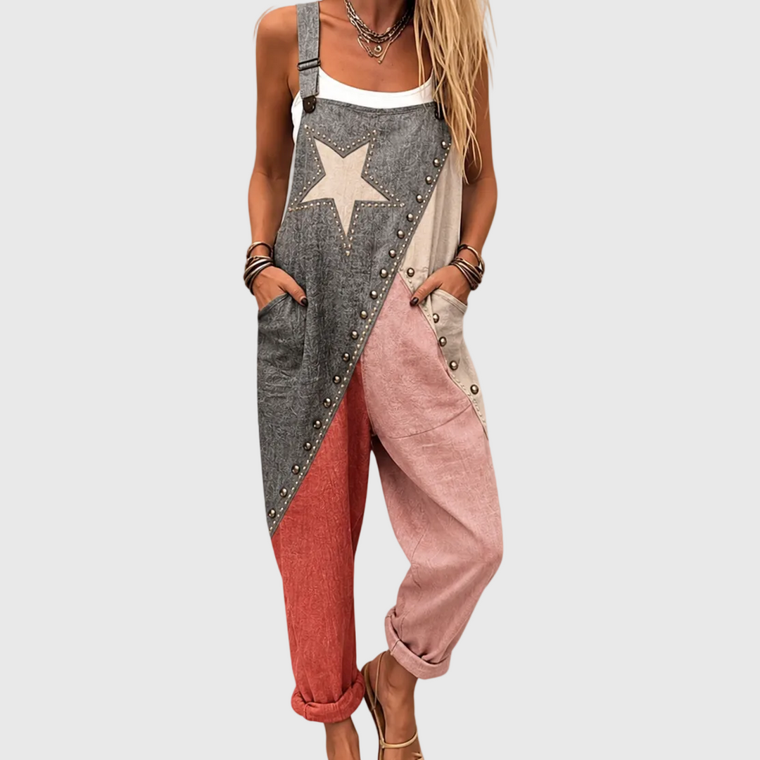 Gesa | Pantalón de tirantes Color-Block con estrella