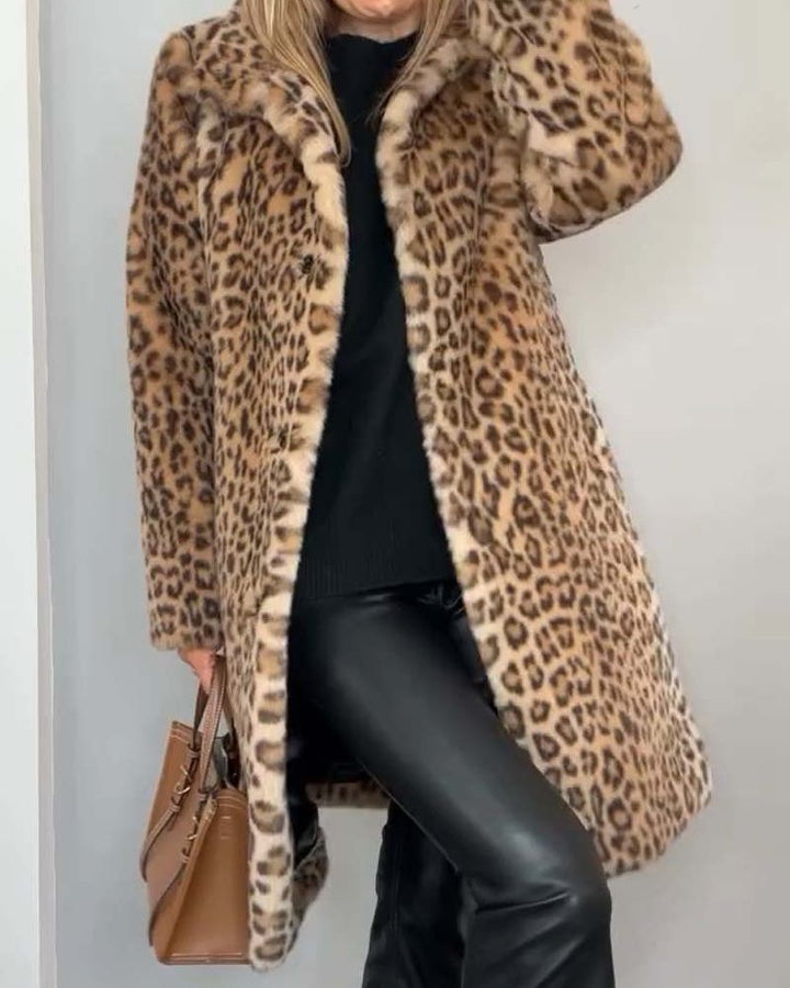 Bianca | Abrigo Largo de Leopardo con Elegancia Atemporal y Comodidad Refinada