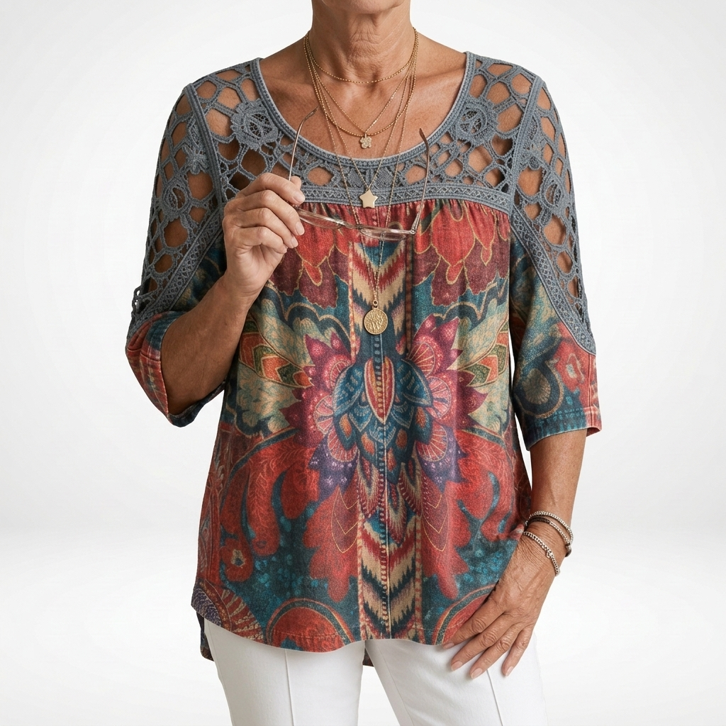 Manuela | Blusa Boho Étnica Estampada