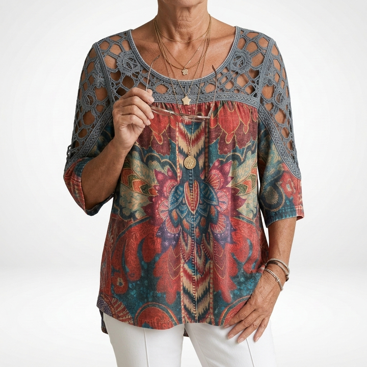 Manuela | Blusa Boho Étnica Estampada