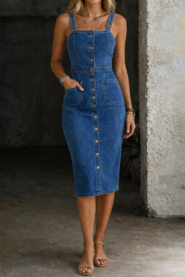 Indira | Vestido de mezclilla con botones
