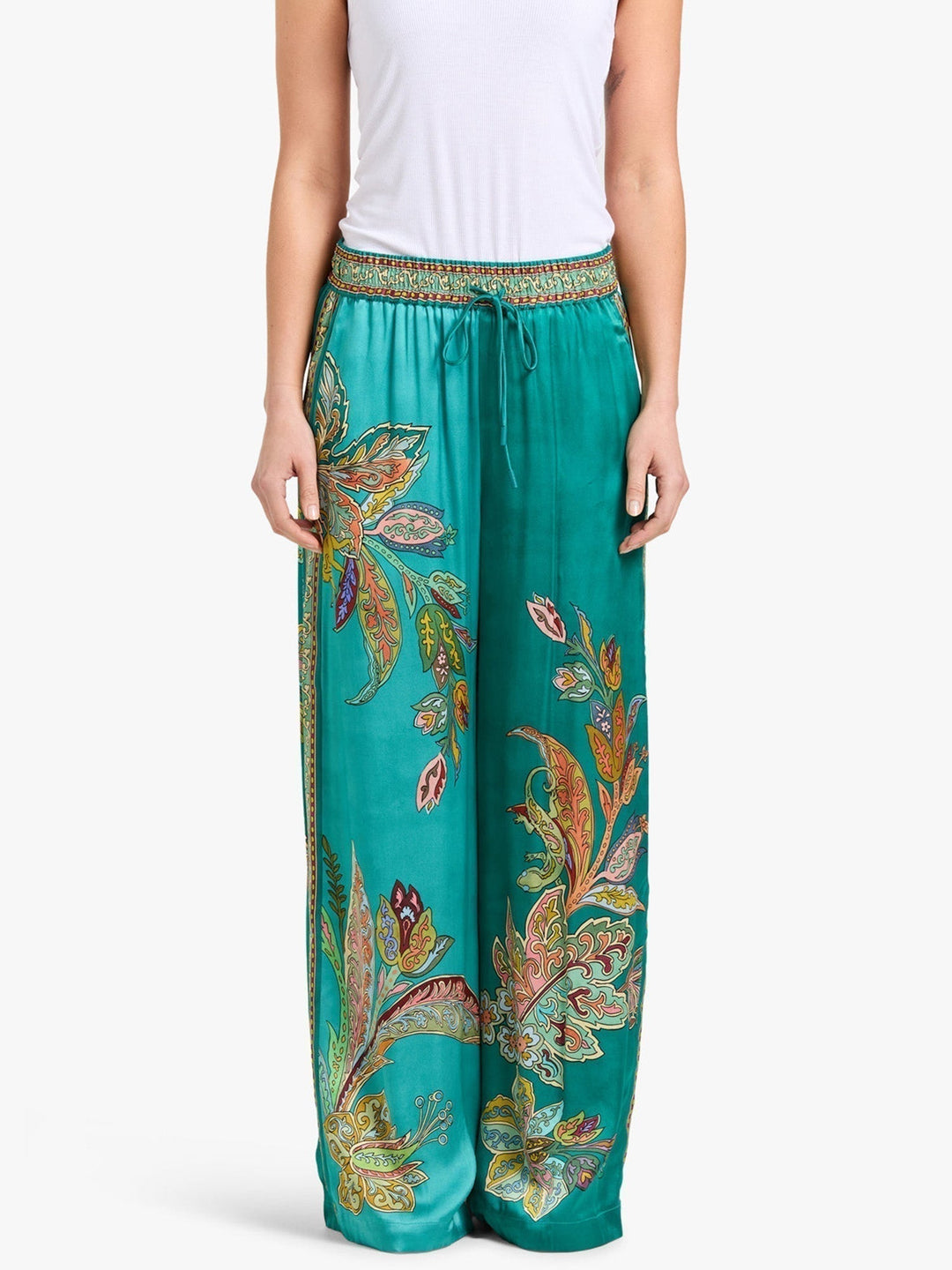 Eliza | Conjunto Elegante de Dos Piezas – Camisa con Estampado Paisley y Pantalones de Pierna Ancha