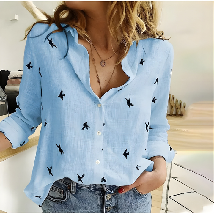 Leah | Blusa con Estampado de Pájaros