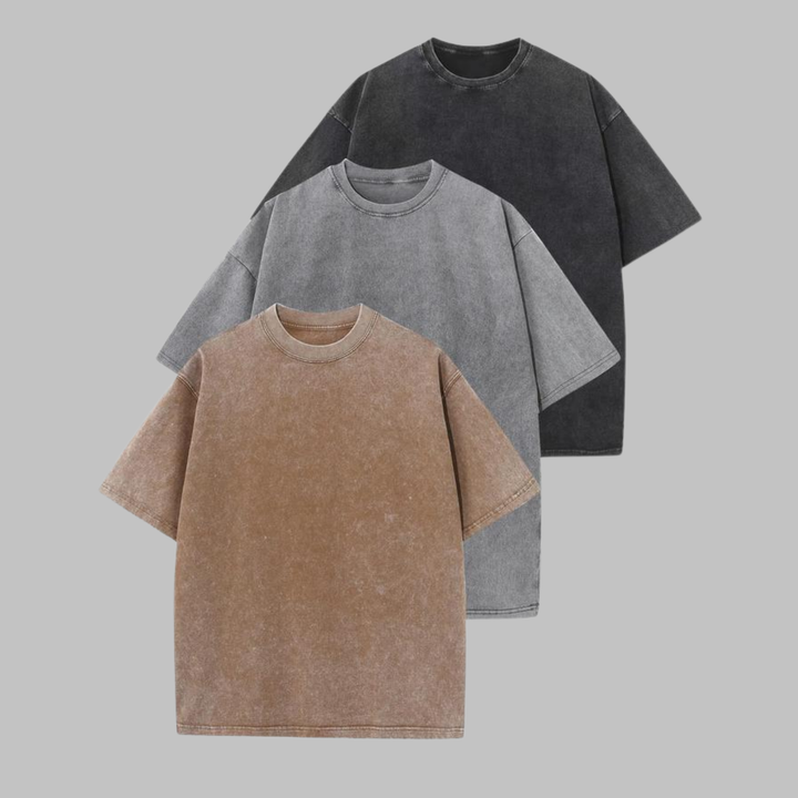 Afina | Camiseta Unisex de Cuello Redondo Oversized Lavada para Mujeres