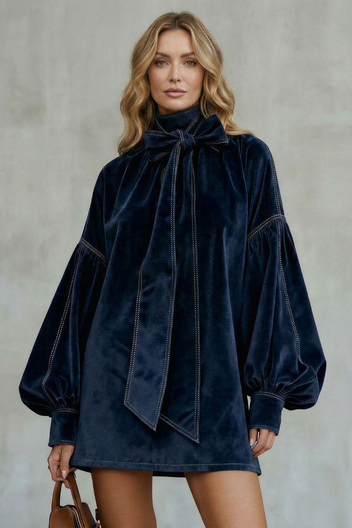 Estela | Vestido Mini de Terciopelo con Lazo