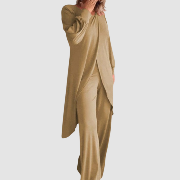 Laine | Elegante Conjunto de 2 Piezas – Top Largo y Pantalones Cómodos