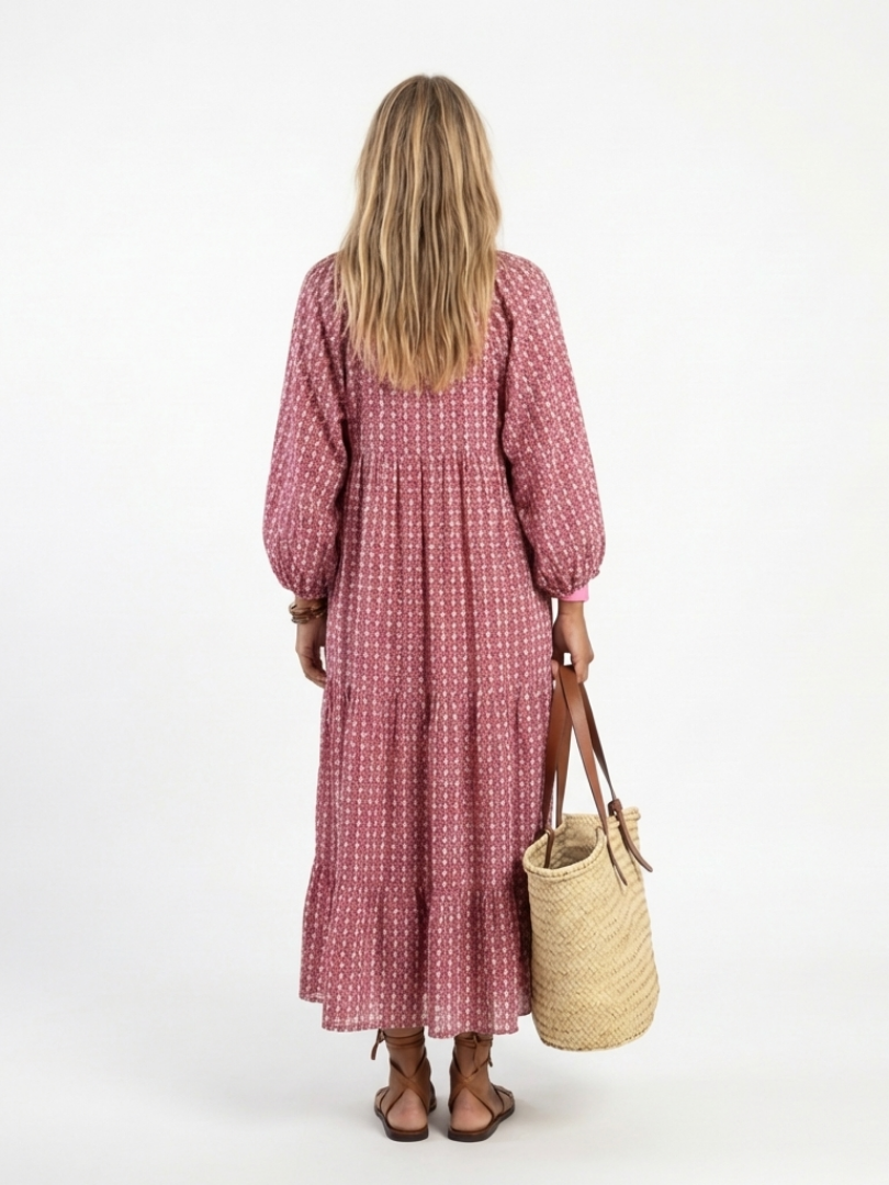 Carolina | Vestido Midi de Estampado Geométrico