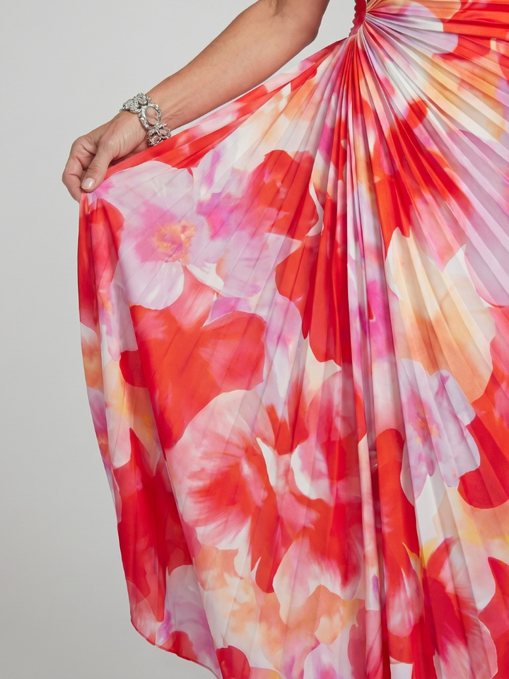 Nadia | Vestido Midi de Un Hombro Plisado