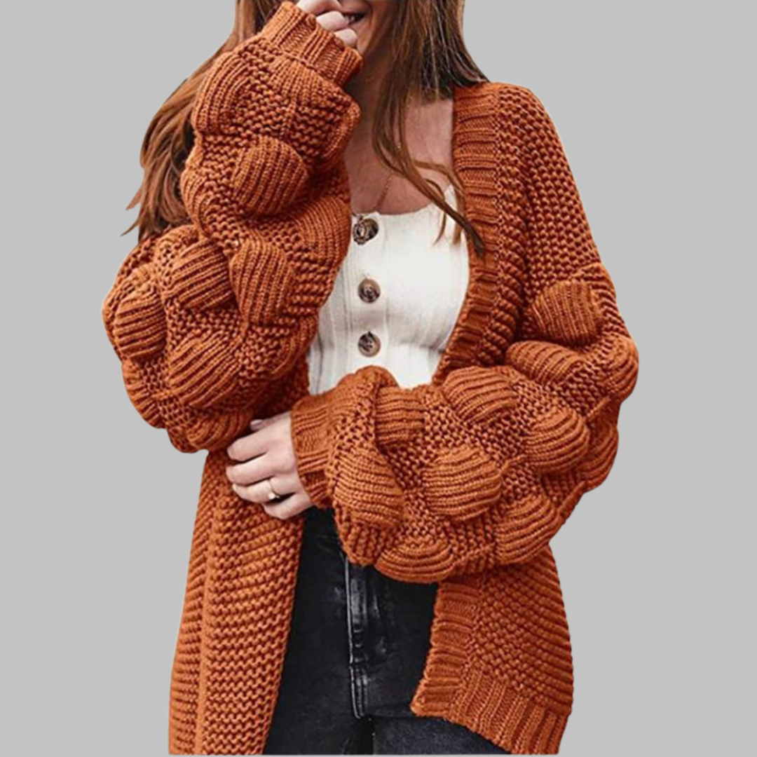 Giselle | Cárdigan Vintage Oversized de Punto Grueso Abierto