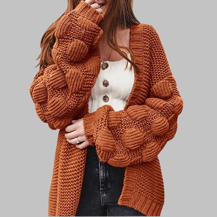 Giselle | Cárdigan Vintage Oversized de Punto Grueso Abierto