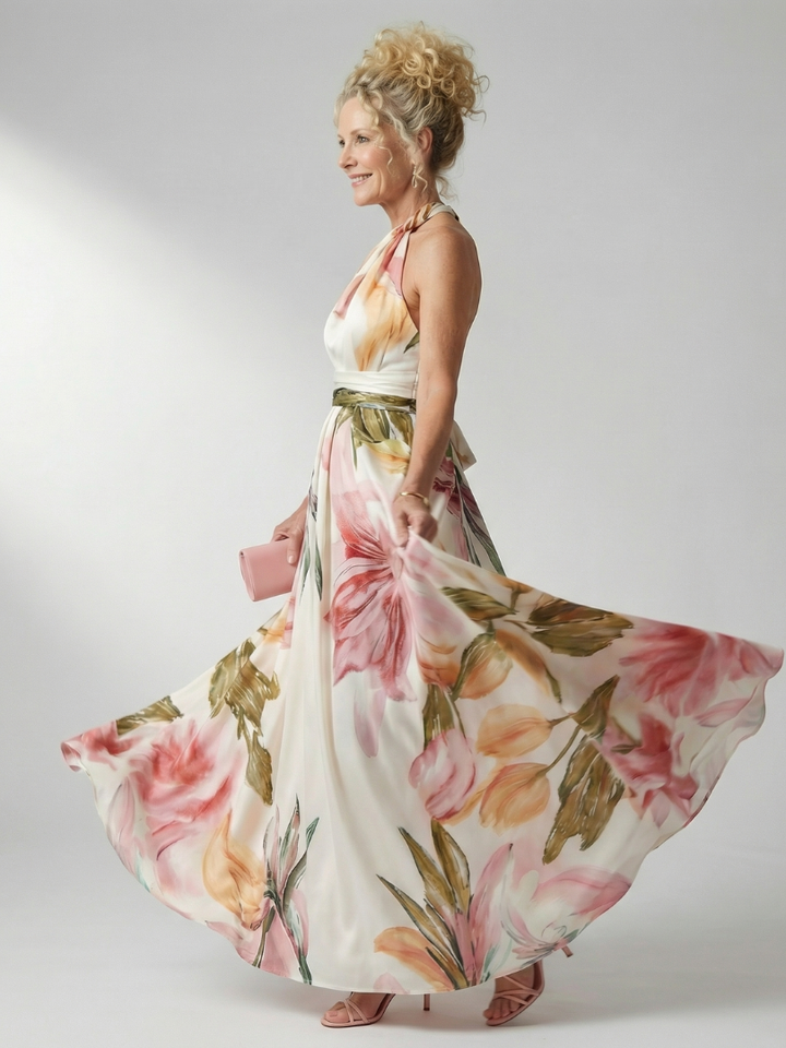 Guadalupe | Vestido Largo Floral con Escote Halter