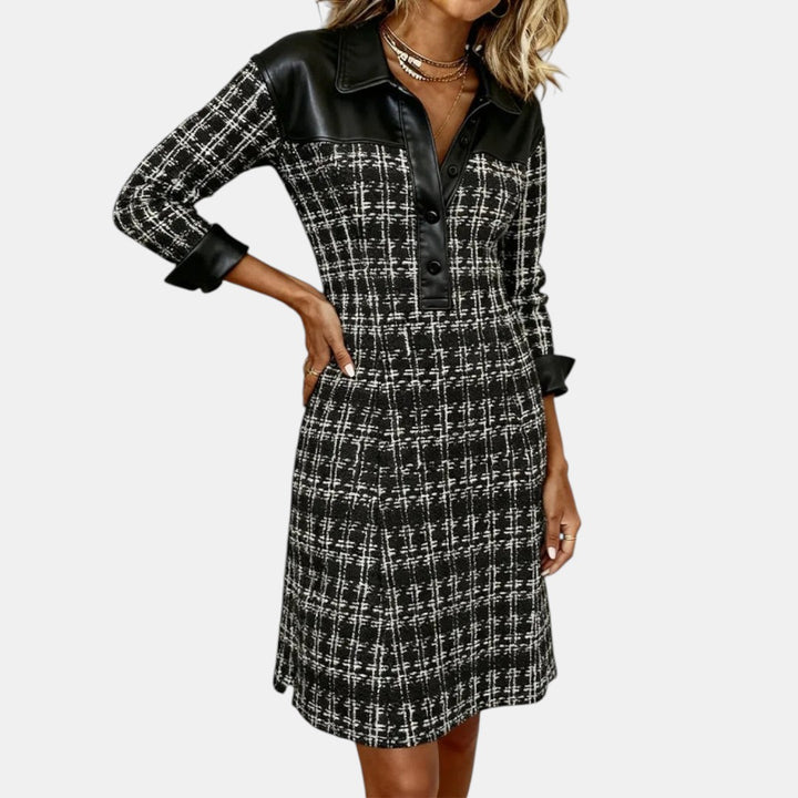 Fiora | Vestido Midi A-Line Pata de Gallo