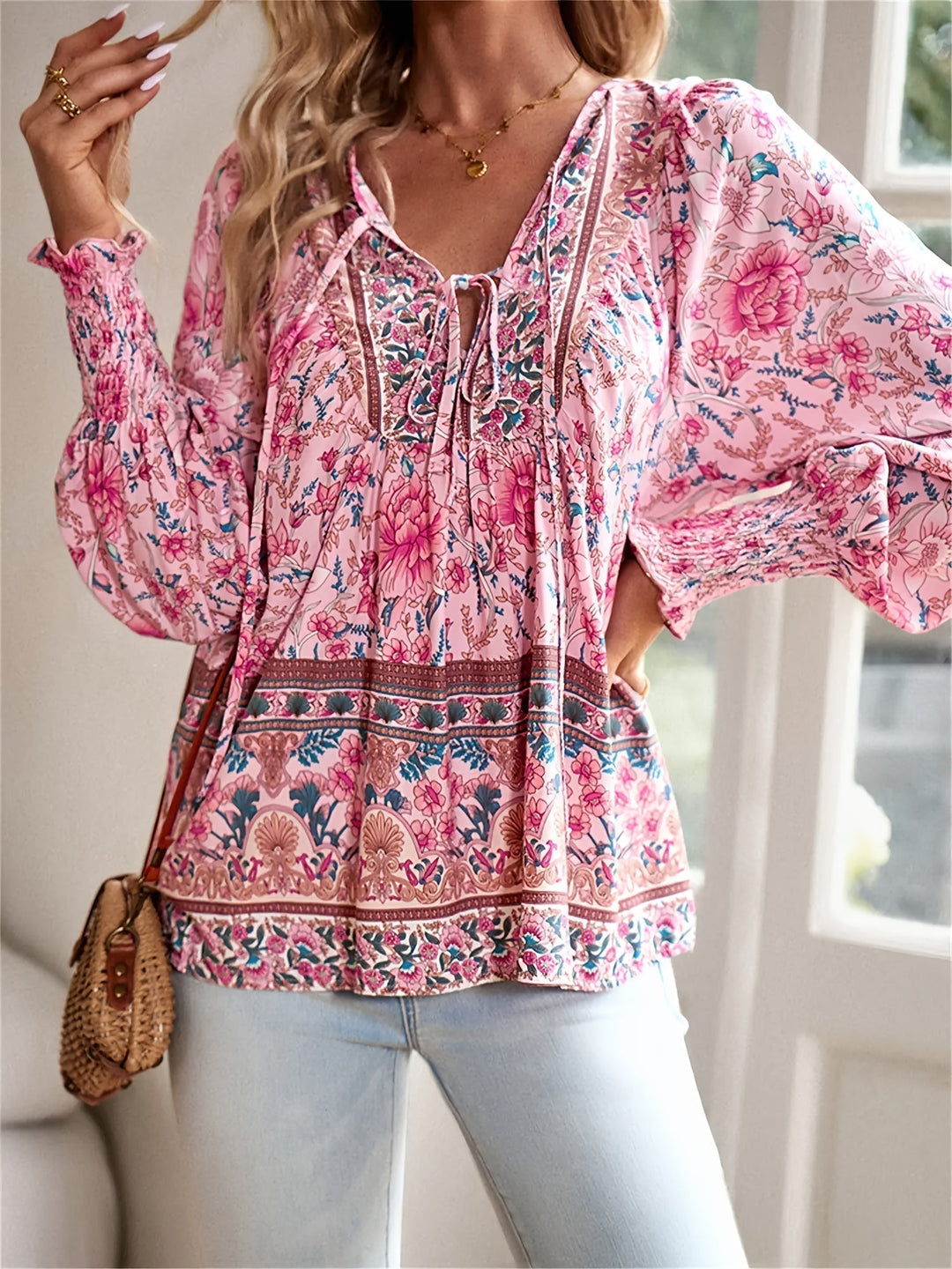 Jovie | Top Floral Campesino