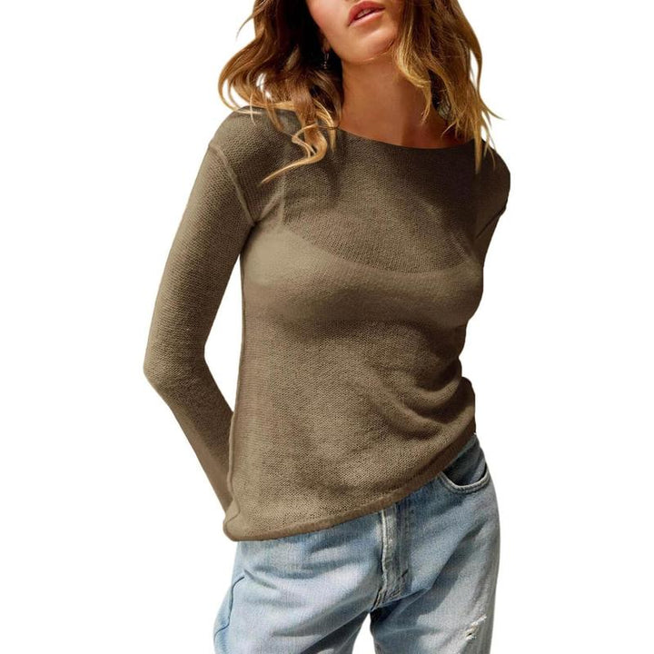Mharla | Blusa de Manga Larga Transparente Ligera para Verano