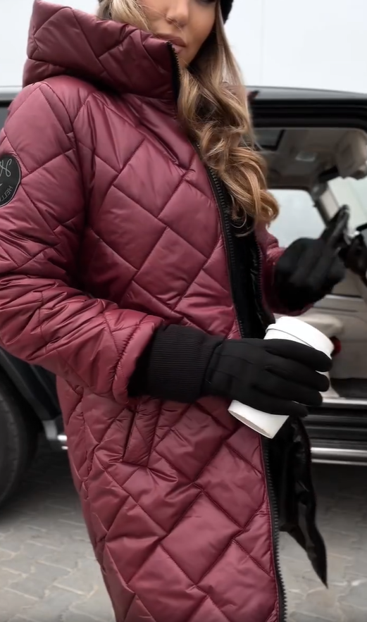 Bogna | Abrigo de invierno elegante acolchado con capucha