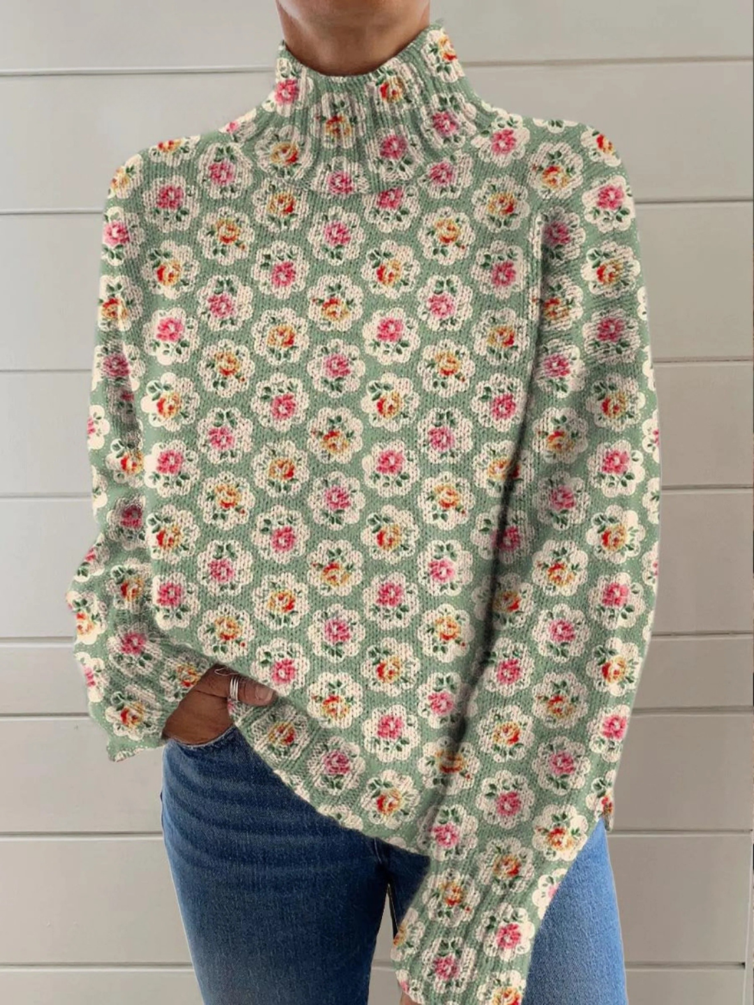 Rosalie | Suéter de Cuello Alto Artístico