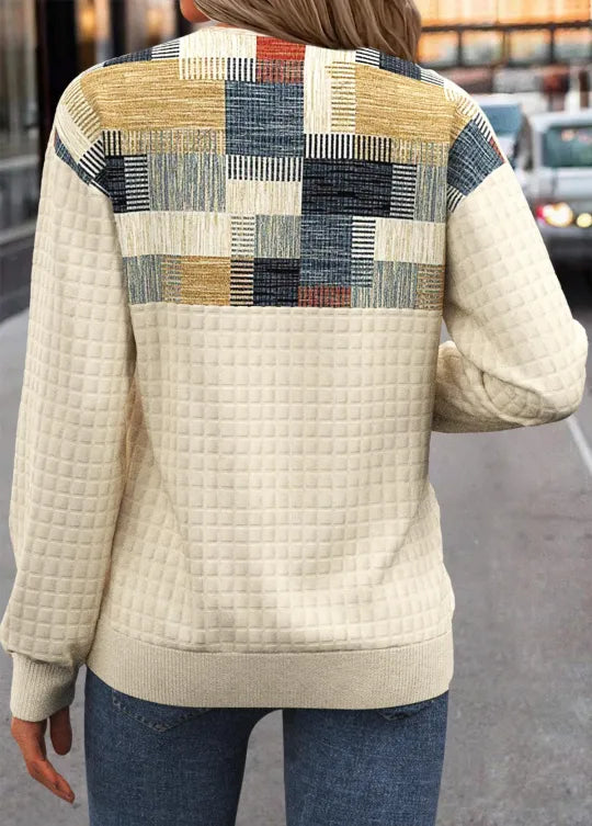Cecilia | Suéter con Botones de Patchwork Tejido