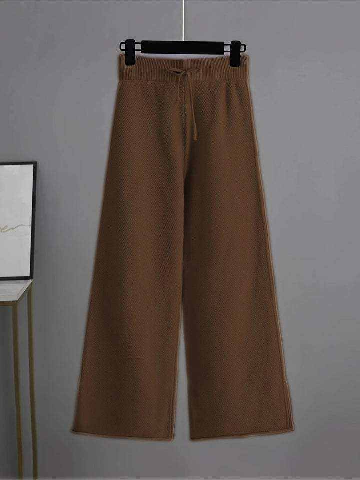 Conjunto de Ropa de Casa de Punto Acogedor Emily – Suéter Relajado y Pantalones de Pierna Ancha