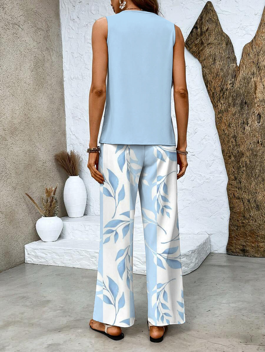 Juliette | Conjunto Elegante de Dos Piezas – Blusa Fluida y Pantalones de Pierna Ancha