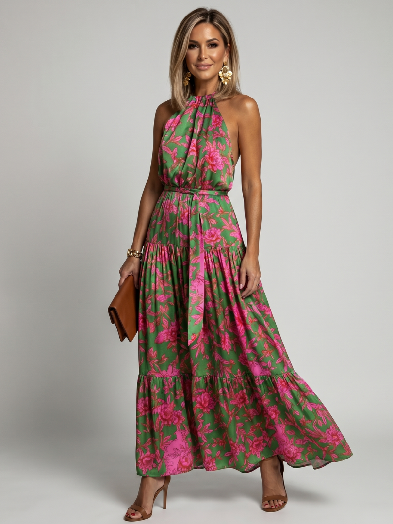 Milena | Vestido Midi Halter Drapeado
