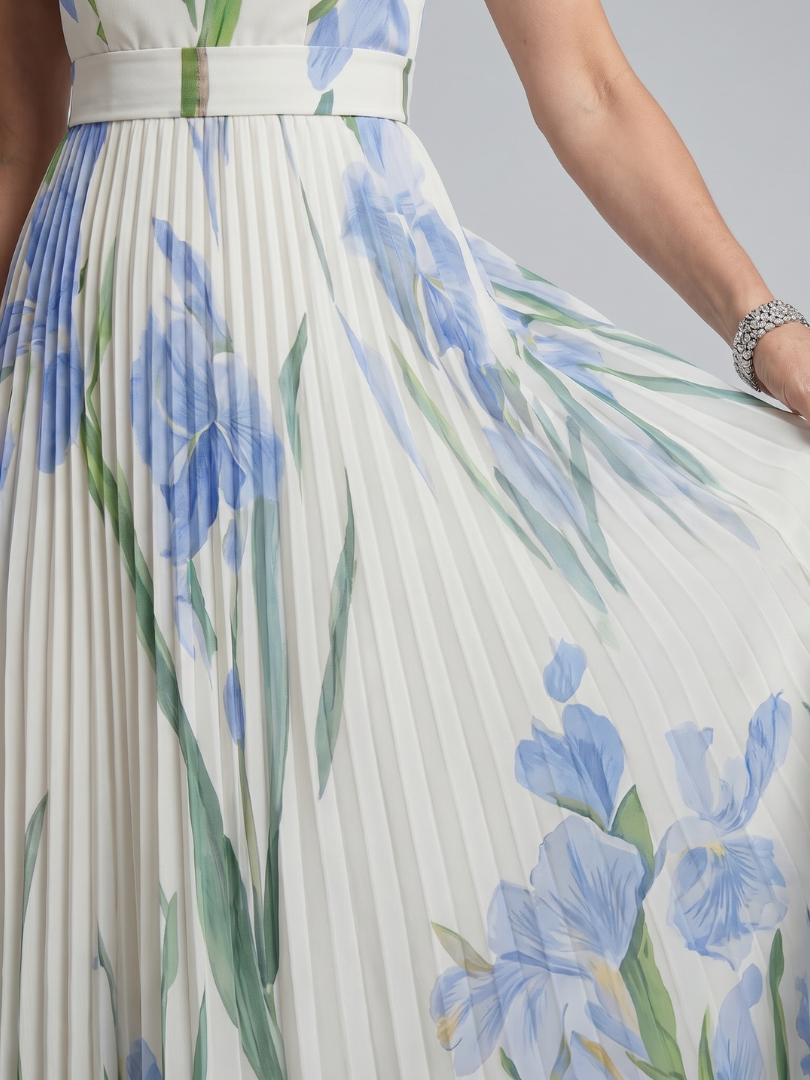 Bárbara | Vestido Midi Escote Cuadrado Floral