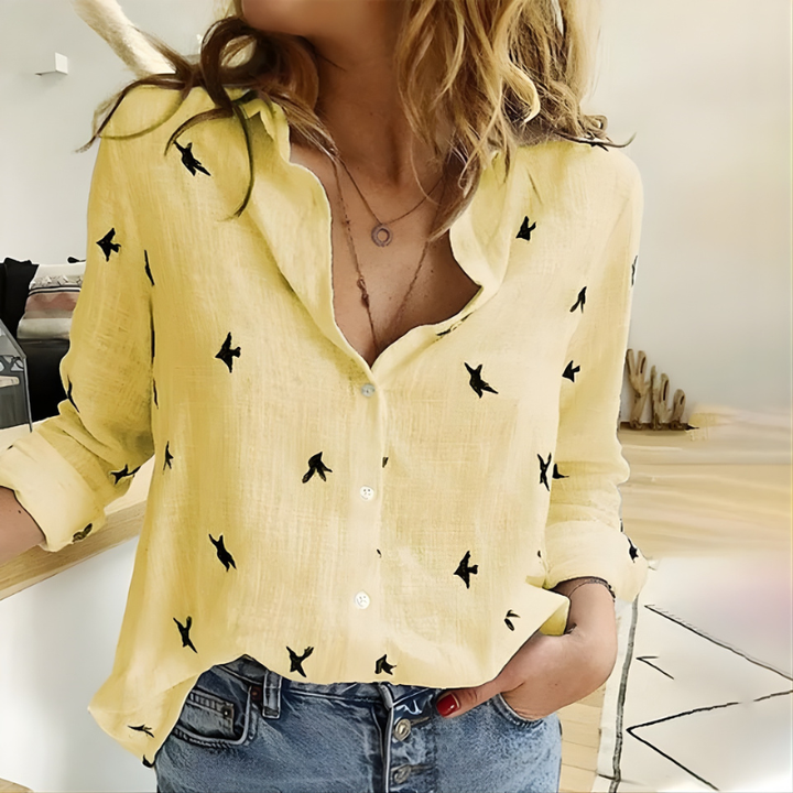 Leah | Blusa con Estampado de Pájaros