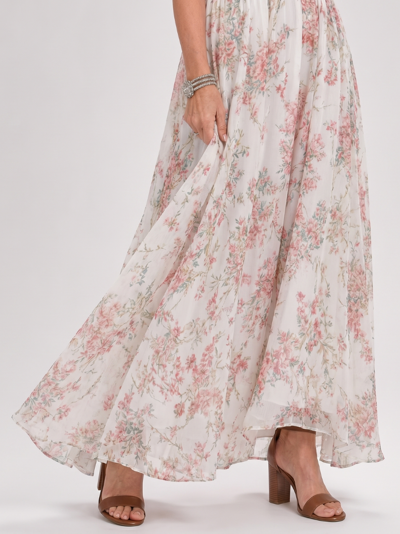 Selena | Vestido Midi Floral con Falda Fluida