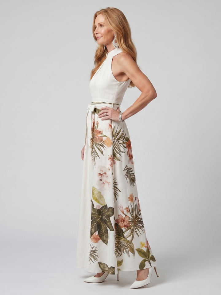 Camila | Vestido Largo Halter Botánico
