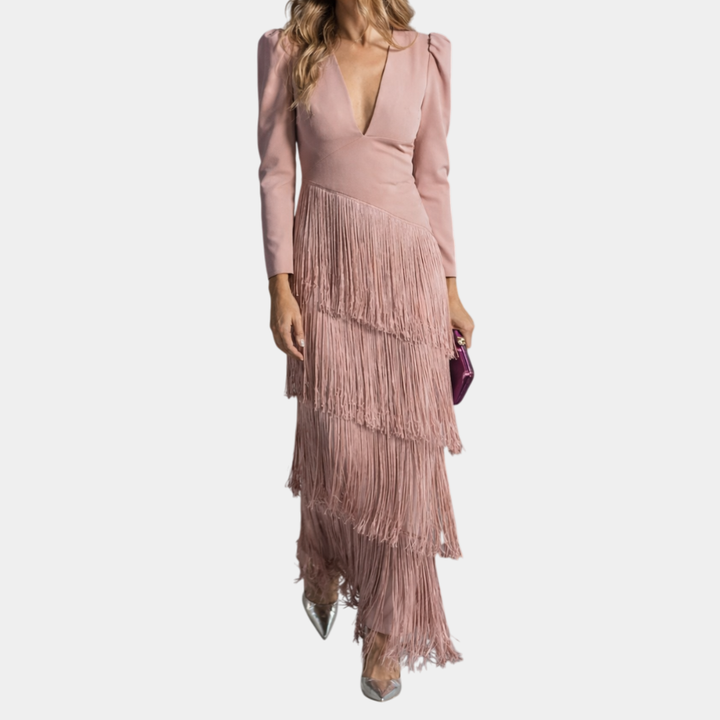 Magalí | Vestido Midi con Mangas de Flecos