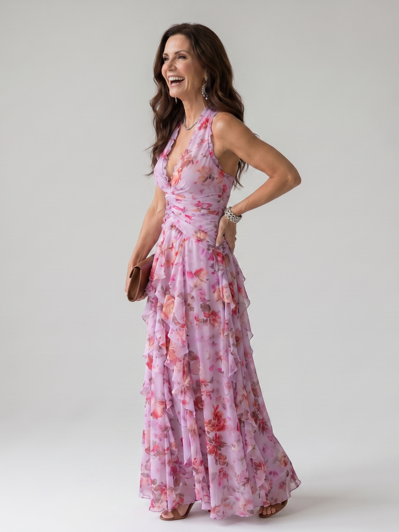 Yamila | Vestido Largo Halter Floral