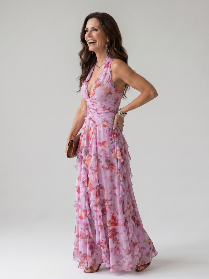 Yamila | Vestido Largo Halter Floral
