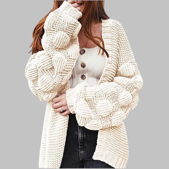 Giselle | Cárdigan Vintage Oversized de Punto Grueso Abierto