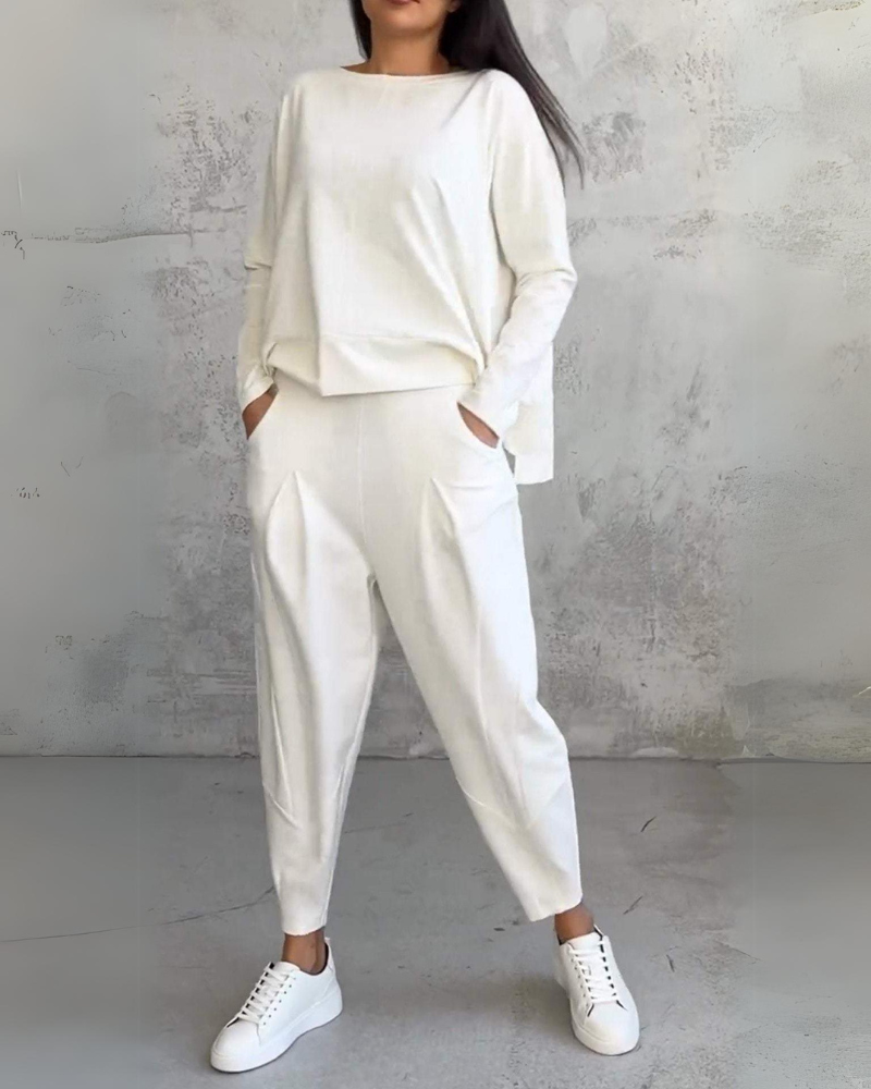 Jackquelin | Conjunto Elegante de Lounge – Top y Pantalones Chic a Juego