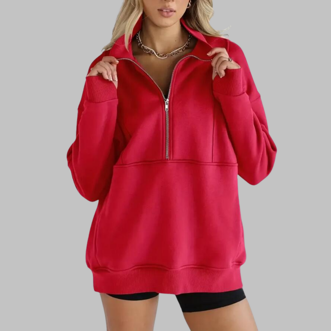 Psalm | Sudadera de Manga Larga Oversized con Media Cremallera y Cuello Cómodo
