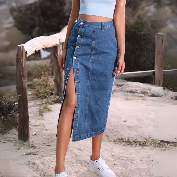 Xiani | Falda Casual con Botones y Abertura Frontal