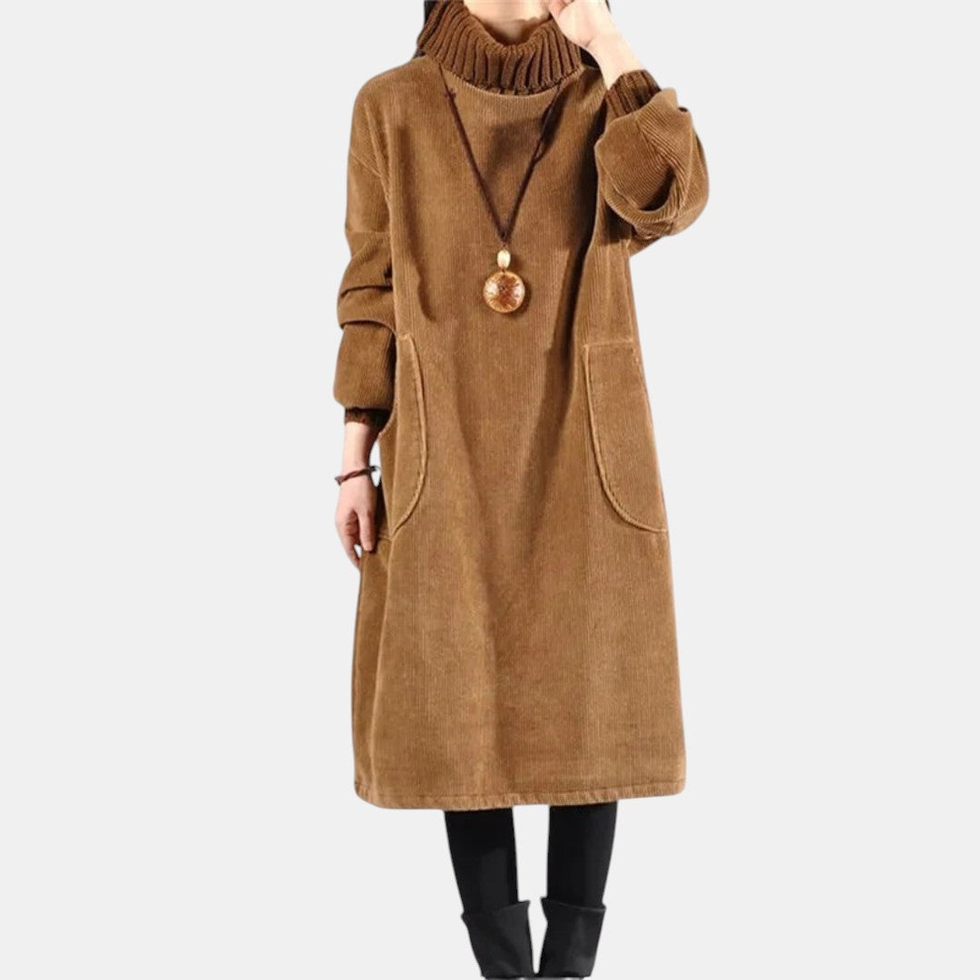 Amelia | Vestido Midi de Cuello Alto para el Invierno