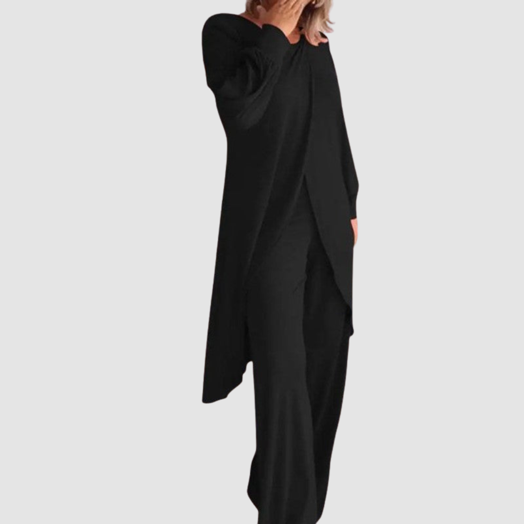 Laine | Elegante Conjunto de 2 Piezas – Top Largo y Pantalones Cómodos