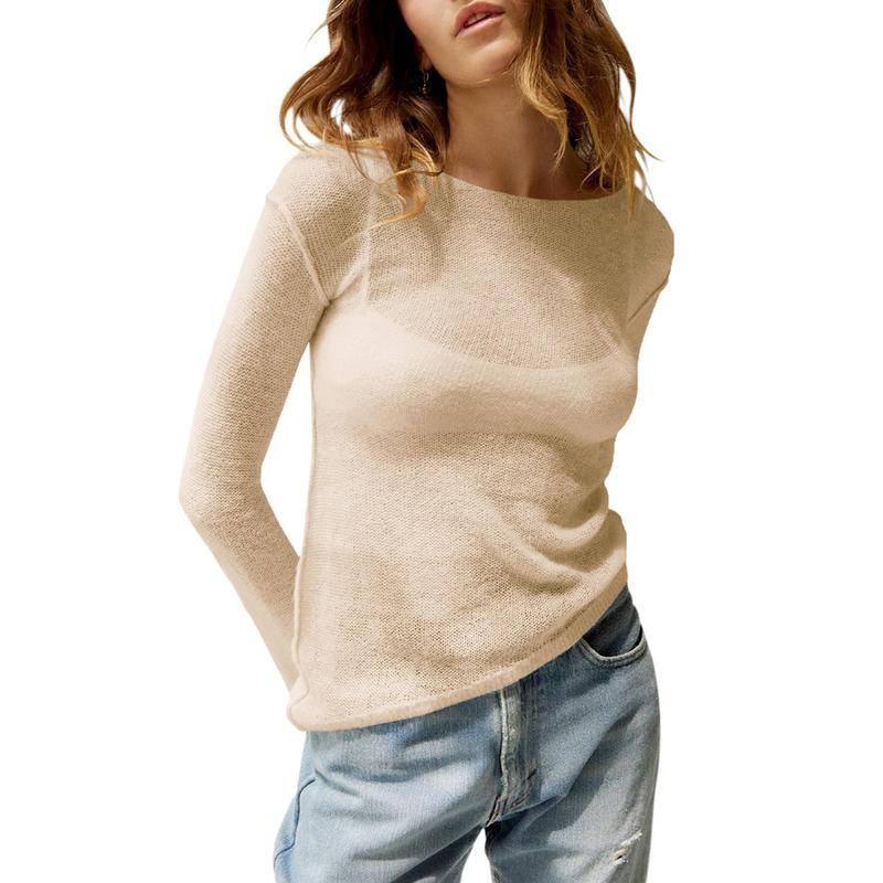 Mharla | Blusa de Manga Larga Transparente Ligera para Verano