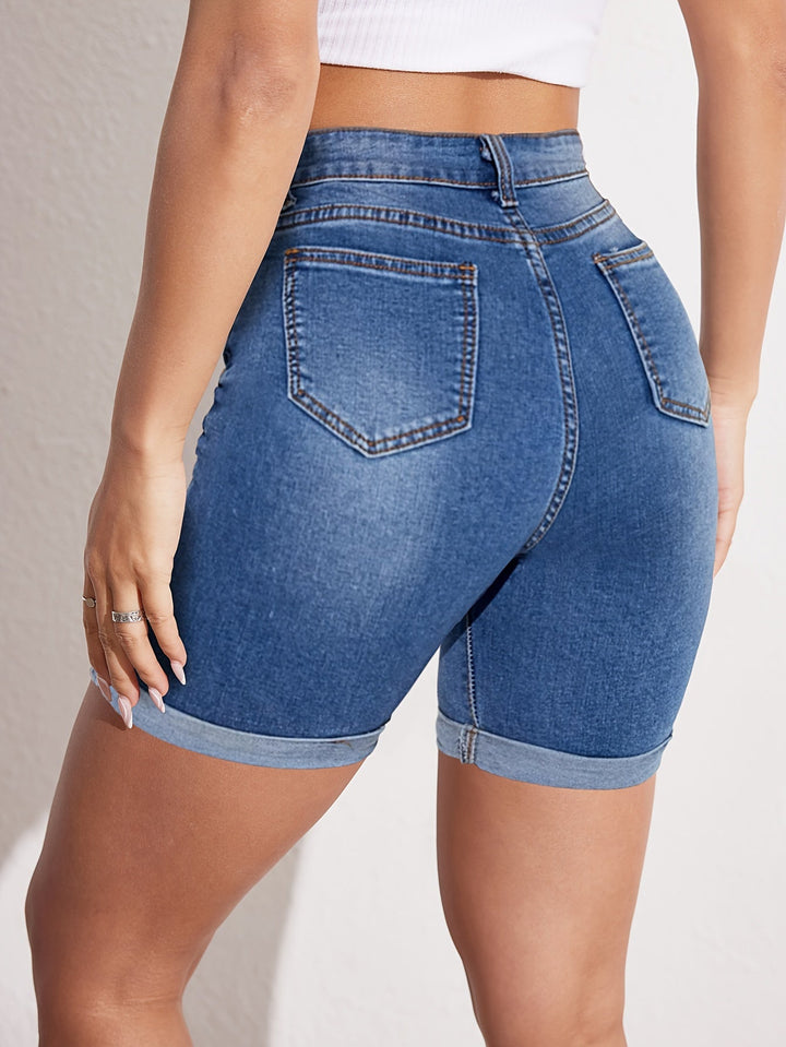 Raphaelle | Pantalón Corto de Jean Bermuda con Ajuste Elástico