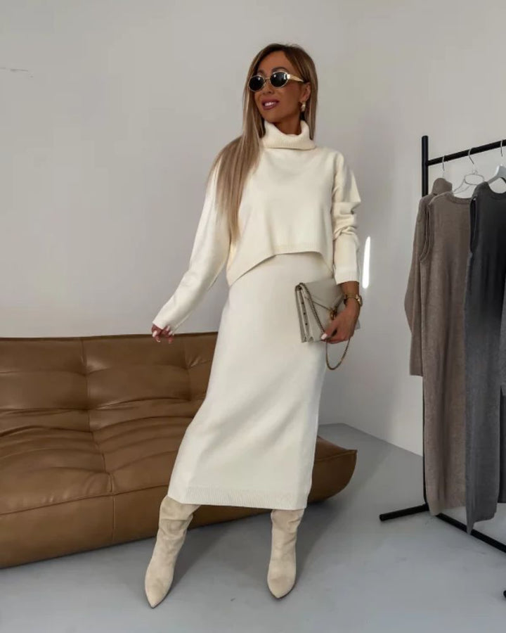 Darla | Conjunto de Punto Elegante – Vestido de Punto Coordinado y Top