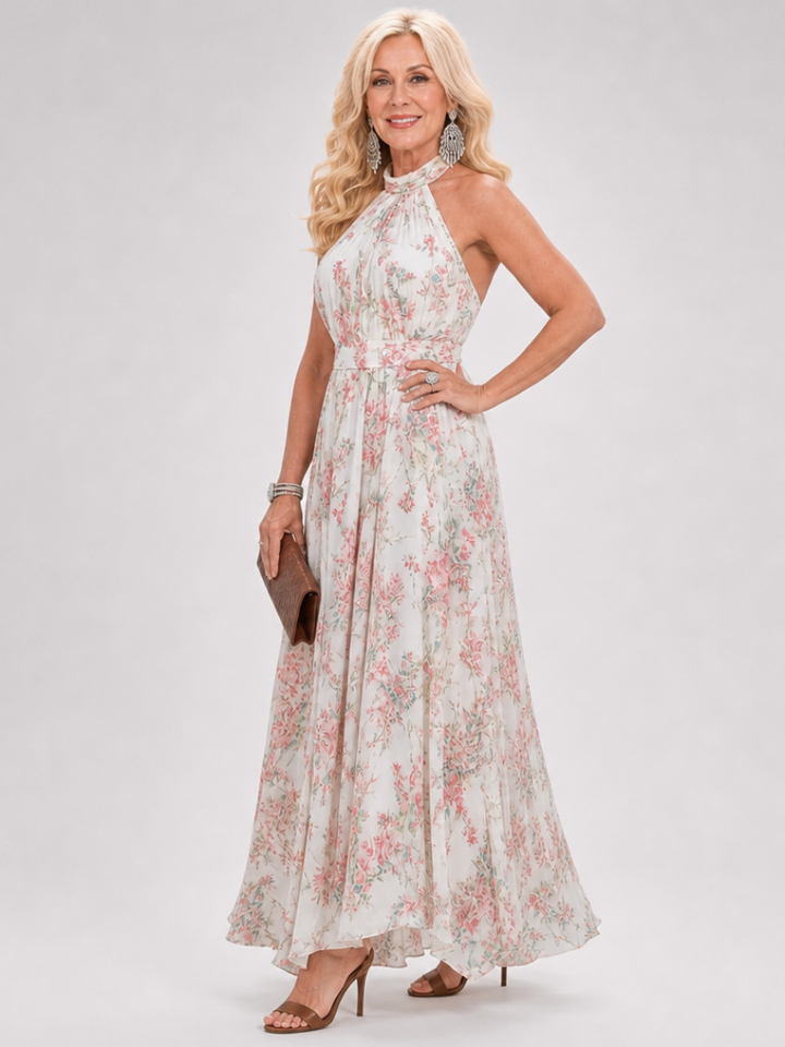 Selena | Vestido Midi Floral con Falda Fluida