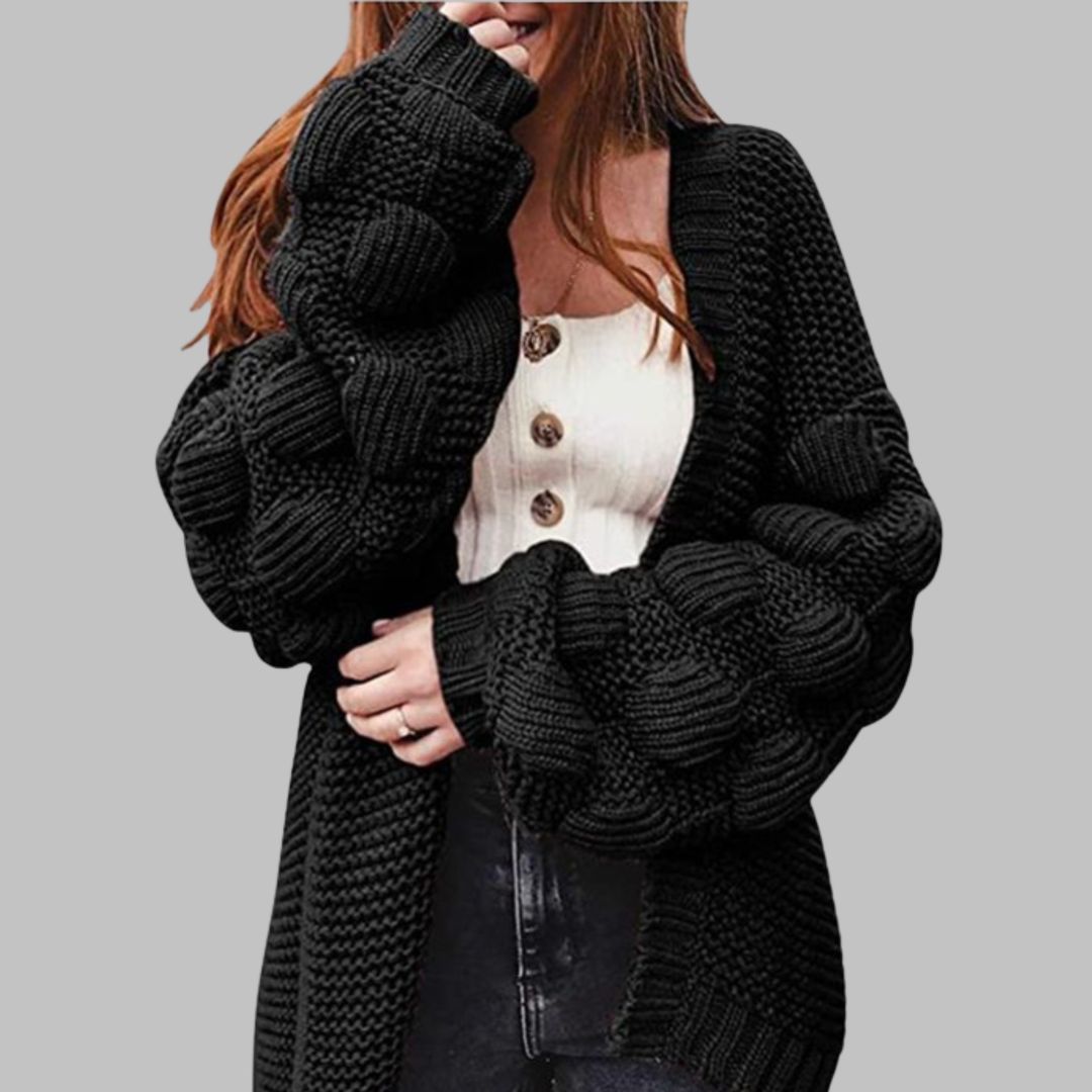 Giselle | Cárdigan Vintage Oversized de Punto Grueso Abierto