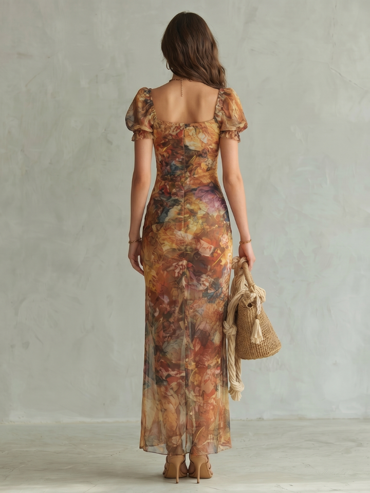 Morena | Vestido Midi Fruncido con Tajo