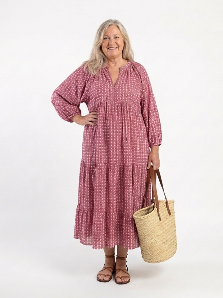 Carolina | Vestido Midi de Estampado Geométrico
