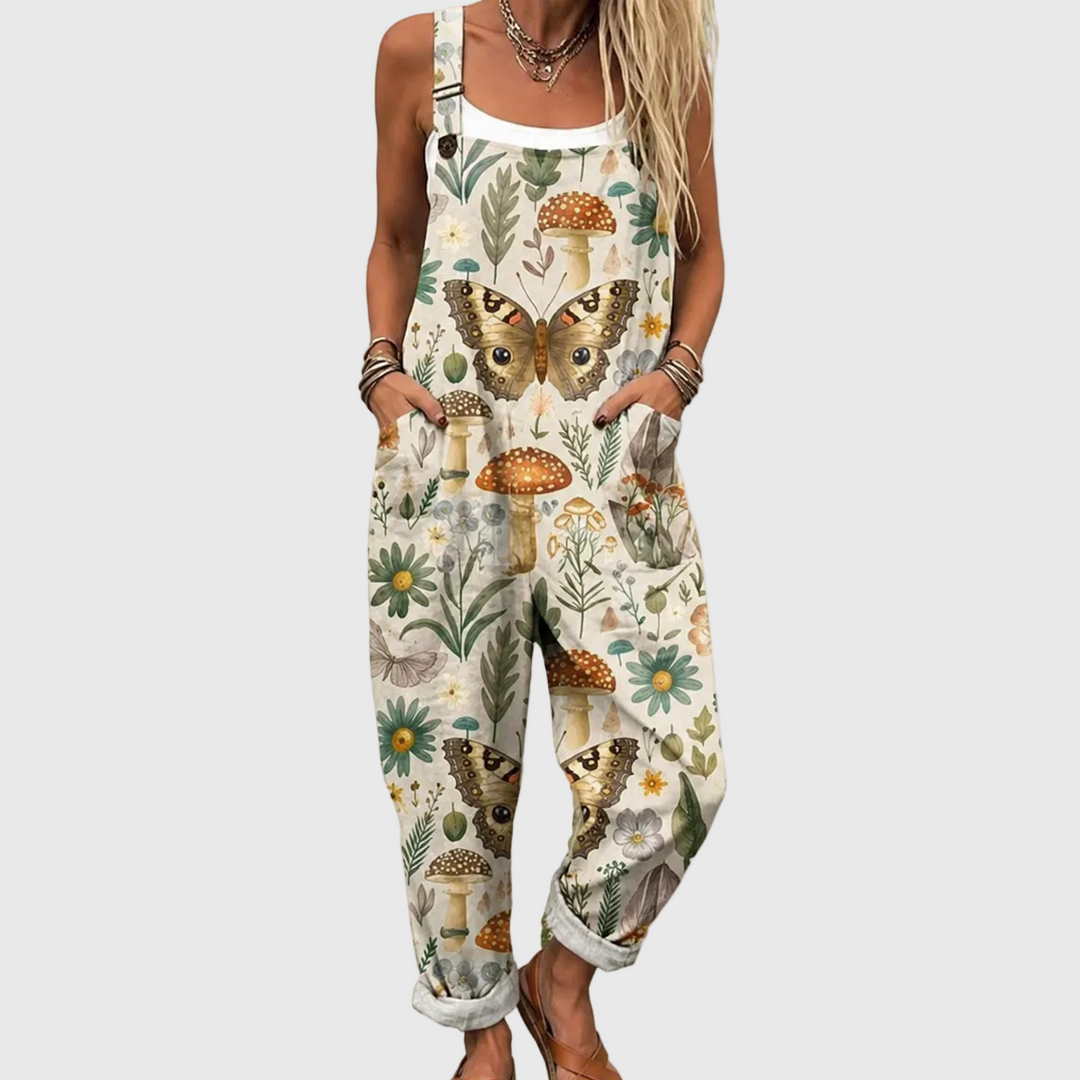 Dorothea | Pantalón de tirantes con mariposas y setas