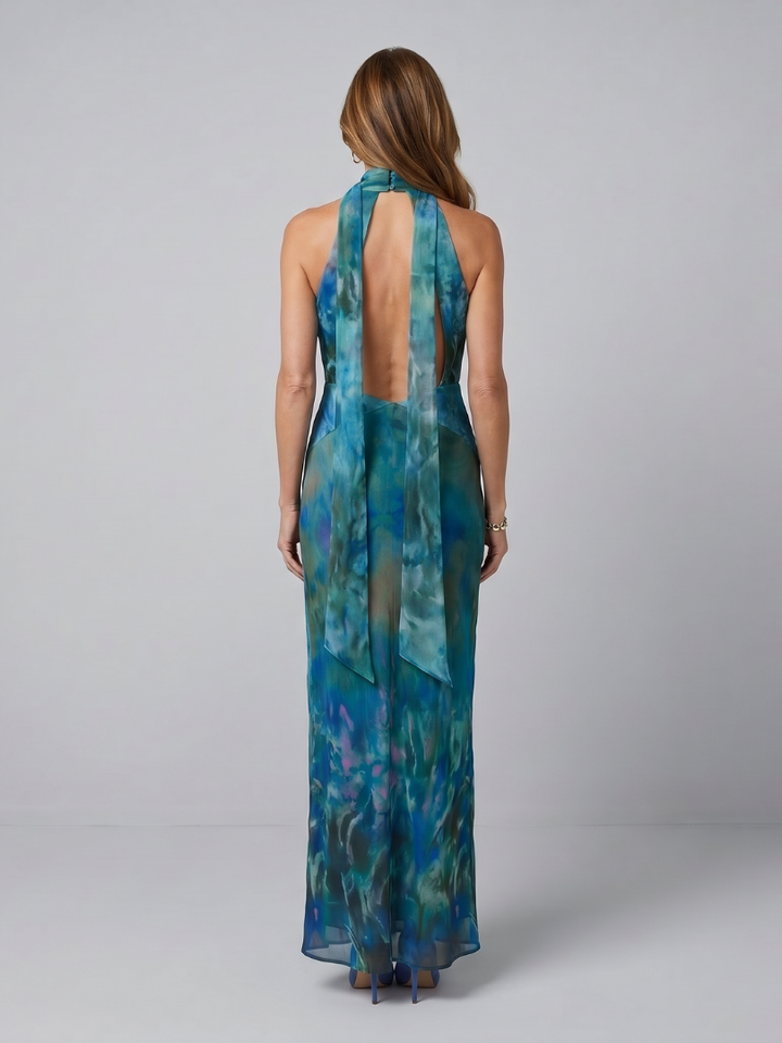 Emilia | Vestido Largo Halter con Keyhole